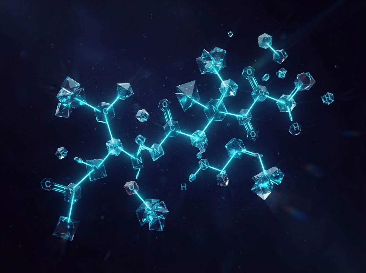 3D peptide molecular structure exploded view